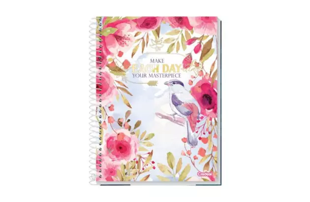 CADERNO CAPA DURA COLEGIAL 10 MATERIAS 160 FOLHAS PETALAS CREDEAL