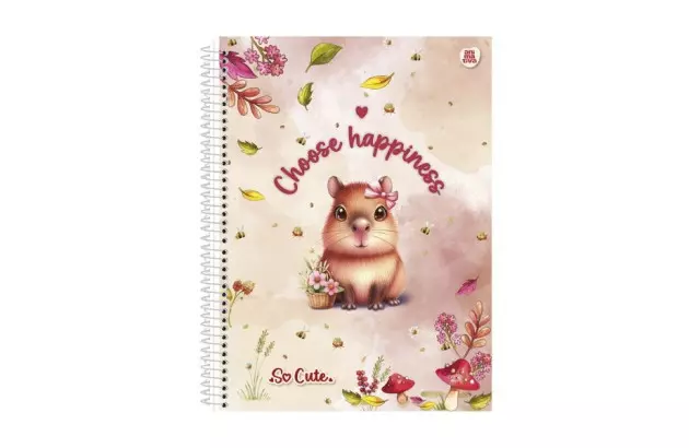 CADERNO CAPA DURA 15 MATERIAS 240 FOLHAS SO CUTE ANIMATIVA
