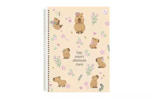 CADERNO CAPA DURA 10 MATERIAS 160 FOLHAS CAPYCUTIES ANIMATIVA
