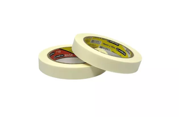 FITA ADESIVA CREPE DE PAPEL BRANCA 18MM X 50M - MASK 710 USO GERAL | ADELBRAS