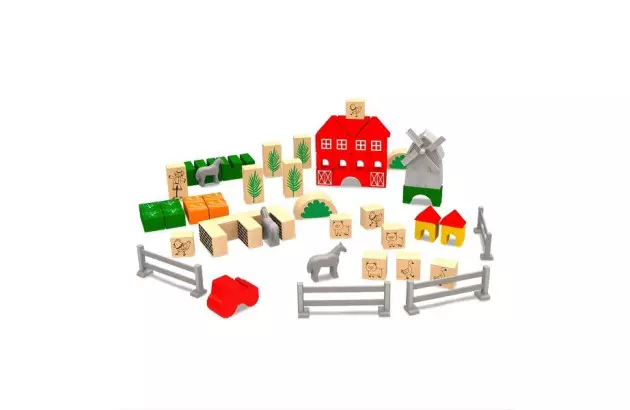 BRINQUEDO EDUCATIVO BRINCANDO DE ENGENHEIRO BLOCOS DE MONTAR NA FAZENDA  70 PEÇAS XALINGO