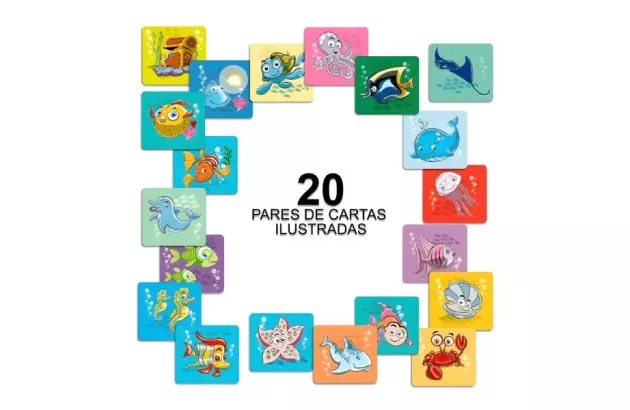JOGO MEMÓRIA NO FUNDO DO MAR |  + 4 ANOS  40 PEÇAS | PAIS & FILHOS 7362