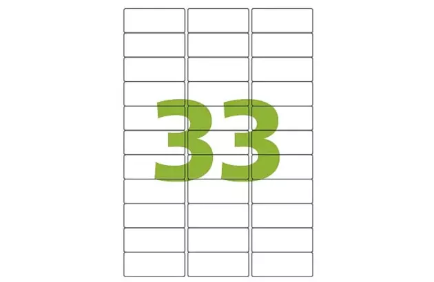 ETIQUETA ADESIVA A4 33 25,4X63,5 MM 100 FOLHAS BRANCA - IMPRESSORA INJET OU LASER  | COLACRIL CA4356