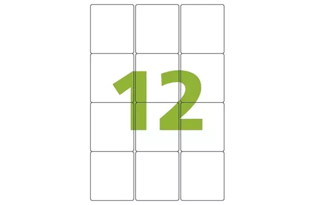 ETIQUETA ADESIVA A4 12 63,5X72MM 25 FOLHAS BRANCA - IMPRESSORA INJET OU LASER  | COLACRIL CA4264