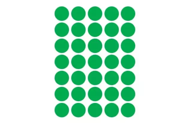 ETIQUETA ADESIVA MULTIUSO REDONDA N° 19 MM VERDE - 6 FOLHAS 210 ETIQUETAS | COLACRIL 6001VD