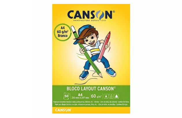 BLOCO QUADRICULADO A4 60G/M² 30 FOLHAS BRANCO 1CM X 1CM – LINHA ESCOLAR | CANSON