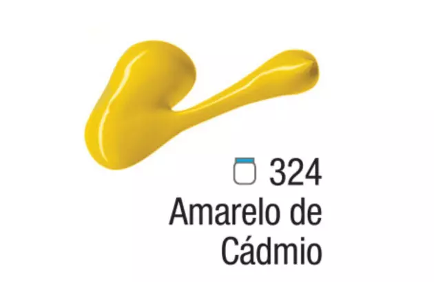 TINTA ACRÍLICA PARA TELA ACRYLIC COLORS 20ML AMARELO DE CÁDMIO 324 - UNIDADE | ACRILEX 13123