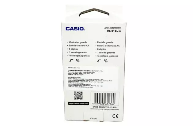 CALCULADORA DE BOLSO 8 DÍGITOS CASIO HL-820LV-BK PRETA | COM TAMPA PLÁSTICA DE FLIP