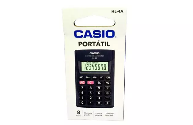 CALCULADORA DE BOLSO CASIO 8 DÍGITOS HL-A4 PRETA