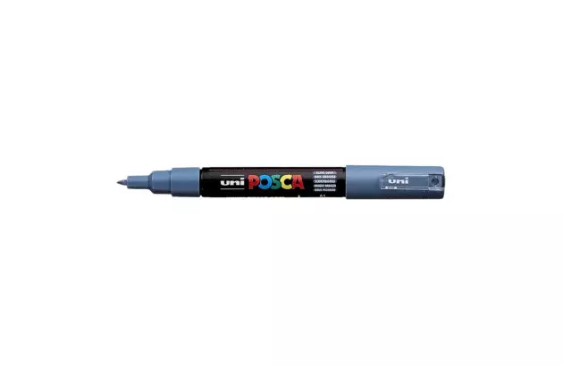 CANETA POSCA PC-1M CINZA ARDOSIA - PONTA EXTRAFINA BALA-CÔNICA 0,7MM BASE DE ÁGUA | UNI-BALL