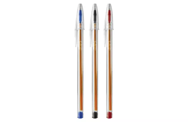 CANETA ESFEROGRAFICA 0.8 CRISTAL BIC FINA AZUL, PRETA E VERMELHA 3UND BLISTER BIC