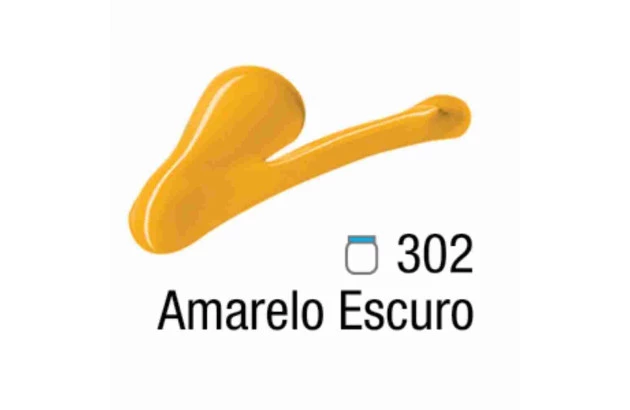 TINTA ACRÍLICA PARA TELA ACRYLIC COLORS 20ML AMARELO ESCURO 302 - UNIDADE | ACRILEX 13123