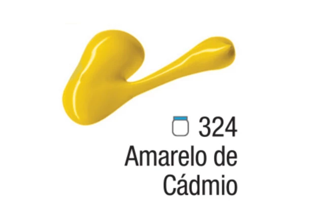 TINTA ACRÍLICA PARA TELA ACRYLIC COLORS 20ML AMARELO DE CÁDMIO 324 - UNIDADE | ACRILEX 13123