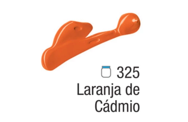 TINTA ACRÍLICA PARA TELA ACRYLIC COLORS 20ML LARANJA DE CÁDMIO 325 - UNIDADE | ACRILEX 13123