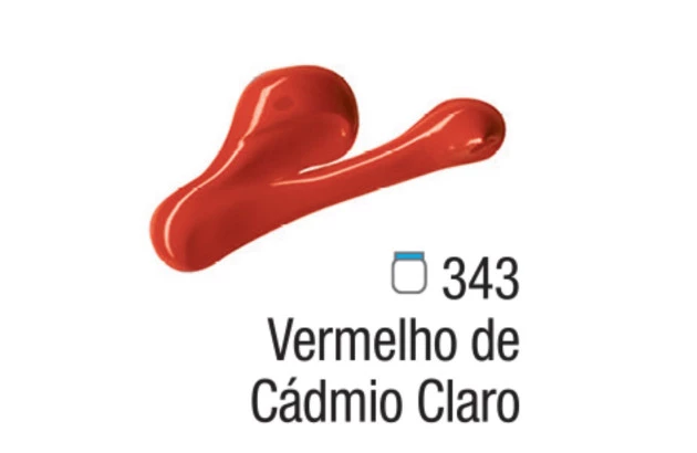 TINTA ACRÍLICA PARA TELA ACRYLIC COLORS 20ML VERMELHO DE CÁDMIO CLARO 343 - UNIDADE | ACRILEX 13123