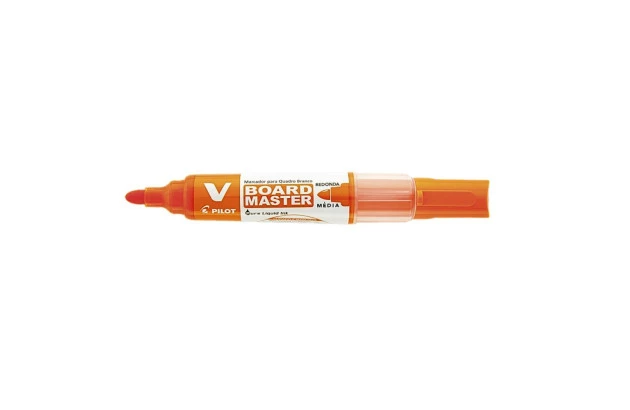 MARCADOR PARA QUADRO BRANCO RECARREGÁVEL V-BOARD MASTER LARANJA PILOT | PONTA MÉDIA