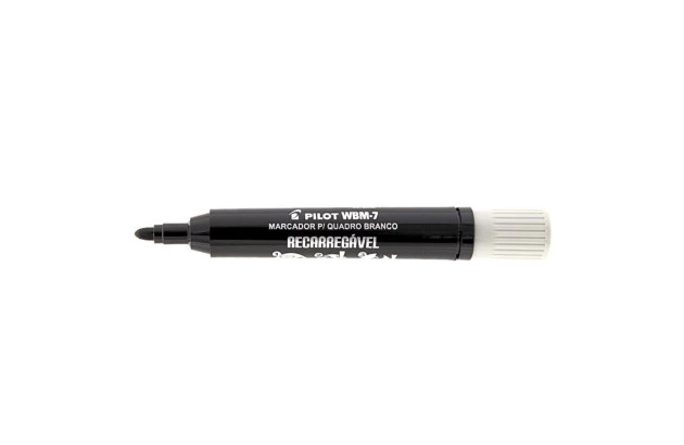 MARCADOR PARA QUADRO BRANCO RECARREGÁVEL WBM-7 PRETO PILOT | PONTA REDONDA 4.0 MM
