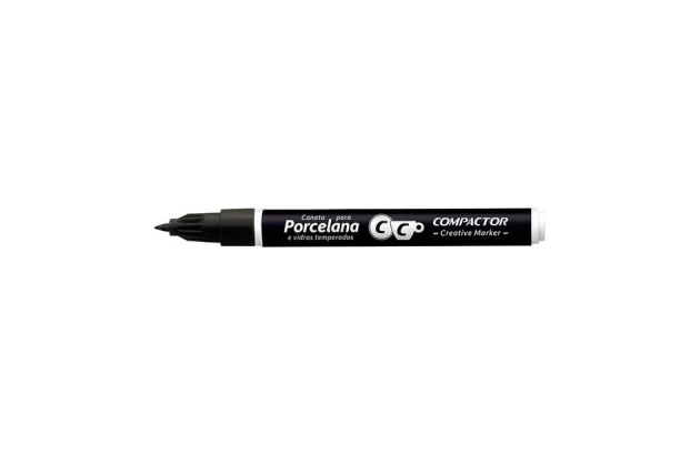 CANETA PARA PORCELANA CREATIVE MARKER PONTA FINA PRETA 1.0 COMPACTOR
