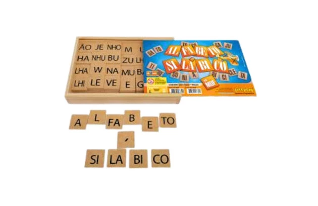 BRINQUEDO ALFABETO SILÁBICO 156 PÇS EM MDF 26.80M JOTT PLAY