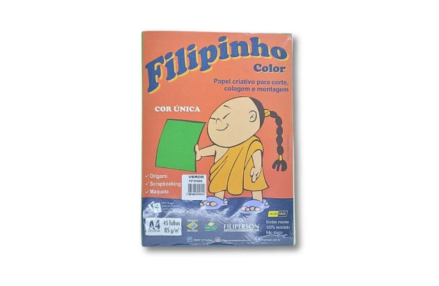 BLOCO PAPEL FILIPINHO COLOR VERDE A4 85G 45 FOLHAS - FILIPERSON 1044