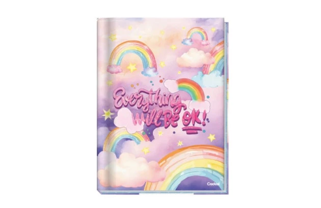 CADERNO UNIVERSITARIO COSTURADO CAPA DURA 80 FOLHAS ARCO IRIS CREDEAL 282182