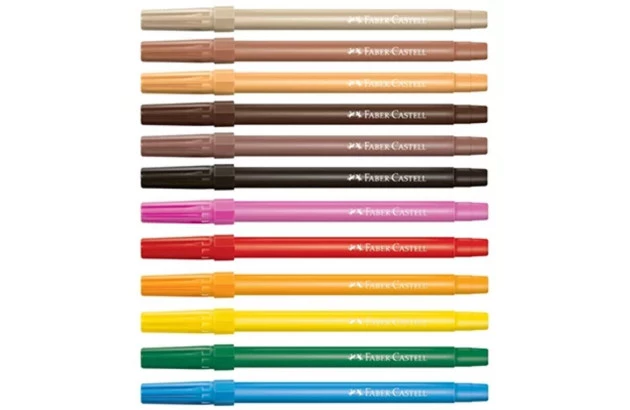 CANETA HIDROGRAFICA 12 CORES CARAS E CORES  FABER CASTELL