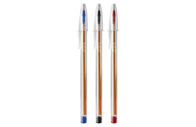 CANETA ESFEROGRAFICA 0.8 CRISTAL BIC FINA AZUL, PRETA E VERMELHA 3UND BLISTER BIC