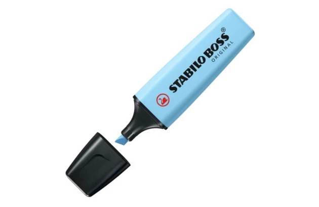 MARCA TEXTO STABILO PASTEL AZUL NÉVOA 70/112 CHANFRADO TRAÇO 2 A 5MM CORES VIBRANTES