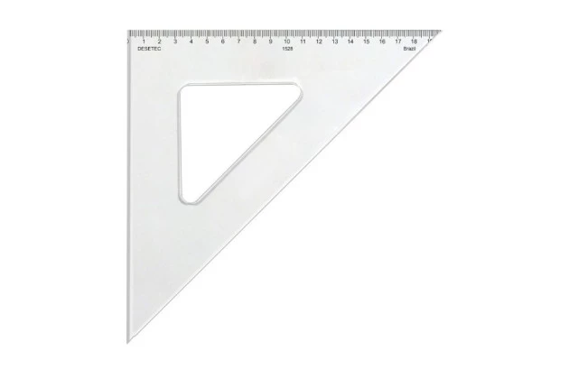 ESQUADRO ACRÍLICO  45° 45° 90° 28 CM COM ESCALA MODELO 1528 - TRIDENT