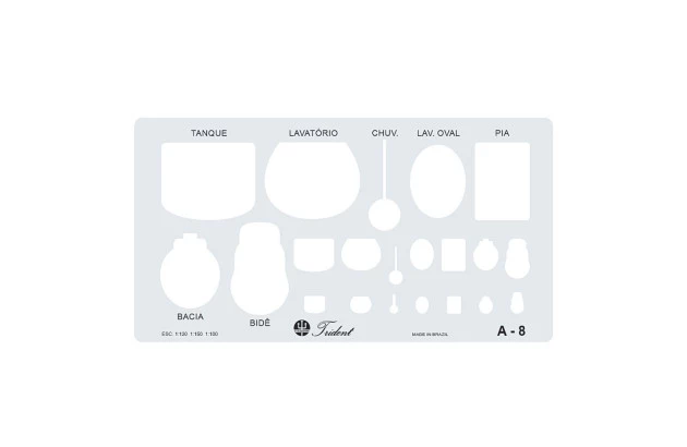 GABARITO SANITÁRIOS ESCALA 1:20 1:50 1:100 | TRIDENT MOD. A-8