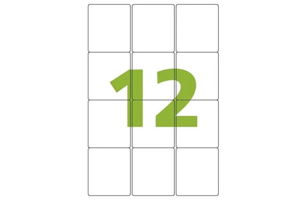 ETIQUETA ADESIVA A4 12 63,5X72MM 25 FOLHAS BRANCA - IMPRESSORA INJET OU LASER  | COLACRIL CA4264