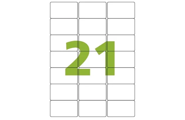 ETIQUETA ADESIVA A4 21 63,5X38,1MM 100 FOLHAS BRANCA - IMPRESSORA INJET OU LASER  | COLACRIL CA4360