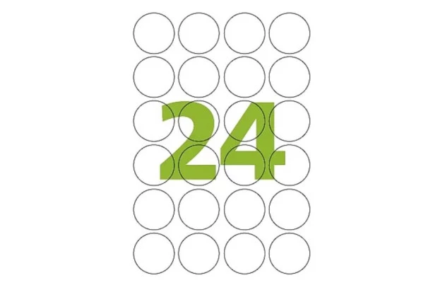 ETIQUETA ADESIVA CARTA 24 42,33MM 25F BRANCA REDONDA IMPRESSORA INJET OU LASER | COLACRIL CC293