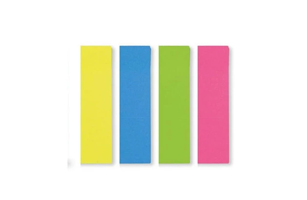 MARCADOR DE PAGINAS ADESIVO 19X76 MM 45 FOLHAS 4 BLOCOS CORES NEON - ORGANIZE SUAS TAREFAS | FRAMA
