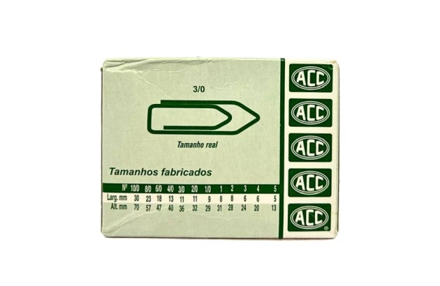 CLIPES 3/0 AÇO GALVANIZADOS PARA PAPEL - CAIXA COM 50 UNIDADES  | ACC