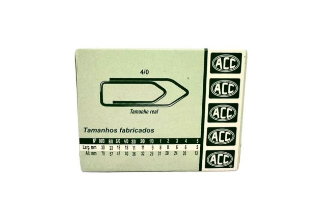 CLIPES 4/0 AÇO GALVANIZADOS PARA PAPEL - CAIXA COM 50 UNIDADES  | ACC