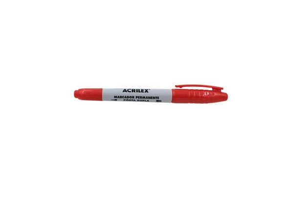 MARCADOR PERMANENTE PONTA DUPLA VERMELHO - PONTA TRAÇO 0.4 A 1.0 MM | ACRILEX