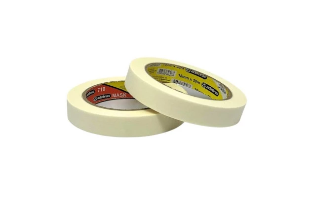 FITA ADESIVA CREPE DE PAPEL BRANCA 18MM X 50M - MASK 710 USO GERAL | ADELBRAS