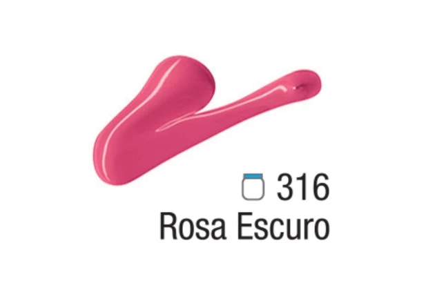 TINTA ACRÍLICA PARA TELA ACRYLIC COLORS 20ML ROSA ESCURO 316 - UNIDADE | ACRILEX 13123