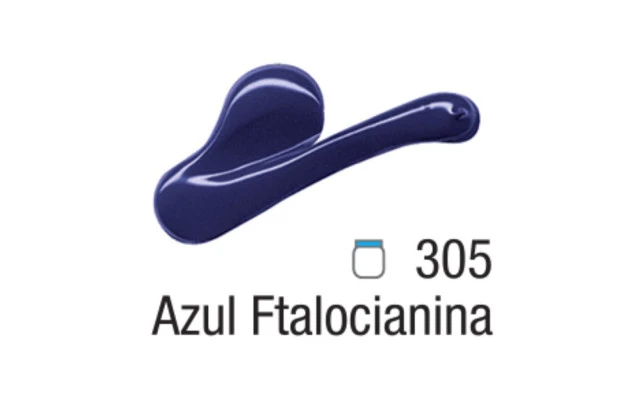 TINTA ACRÍLICA PARA TELA ACRYLIC COLORS 20ML AZUL FTALOCIANINA 305 - UNIDADE | ACRILEX 13123