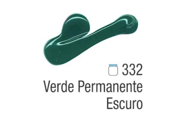 TINTA ACRÍLICA PARA TELA ACRYLIC COLORS 20ML VERDE PERMANENTE ESCURO 332 - UNIDADE | ACRILEX 13123