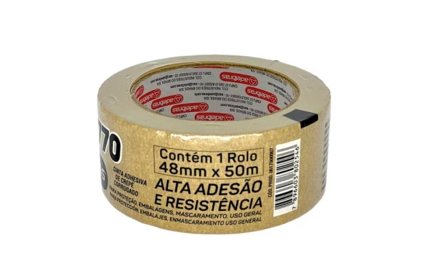 FITA ADESIVA PAPEL CREPE KRAFT 770 48MM X 50M - UNIDADE | ADELBRAS