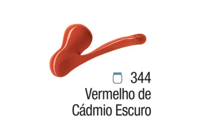 TINTA ACRÍLICA PARA TELA ACRYLIC COLORS 20ML VERMELHO DE CÁDMIO ESCURO 344 - UNIDADE | ACRILEX 13123