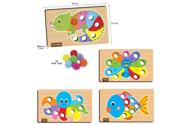 BRINQUEDO EDUCATIVO COLECAO CRESCER PEGA POM POM + 3 ANOS | NIG BRINQUEDOS