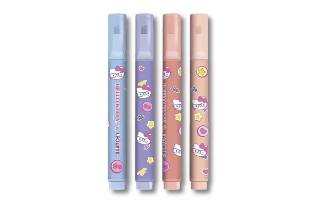 MARCA TEXTO HELLO KITTY - ESTOJO 4 CORES PONTA CHANFRADA LEOARTE - 10148