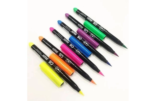 MARCADOR ARTÍSTICO BRUSH 6 CORES AQUARELÁVEL NEON CIS