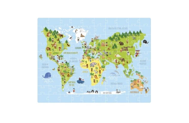 QUEBRA CABEÇA MUNDI 100 PEÇAS + 4 ANOS COLUNA