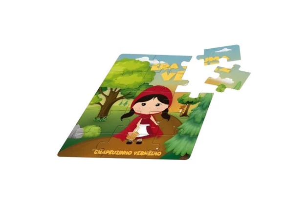 QUEBRA CABEÇA CHAPEUZINHO VERMELHO MINHA ESCOLINHA 15 PEÇAS + 3 ANOS XALINGO