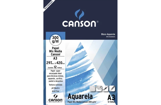BLOCO DESENHO A3 140G/M² 20 FOLHAS BRANCO – LINHA ESCOLAR CANSON