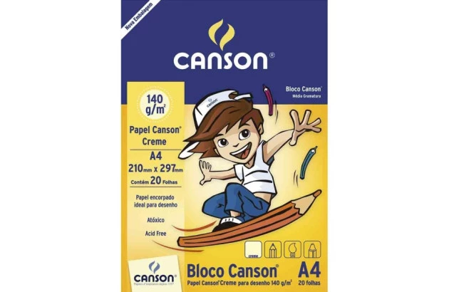 BLOCO DESENHO A4 140G/M² 20 FOLHAS CREME – LINHA ESCOLAR CANSON